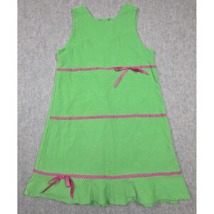 Funtasia‎ Too Green Corduroy Sleeveless Dress Pink Ribbon Accents